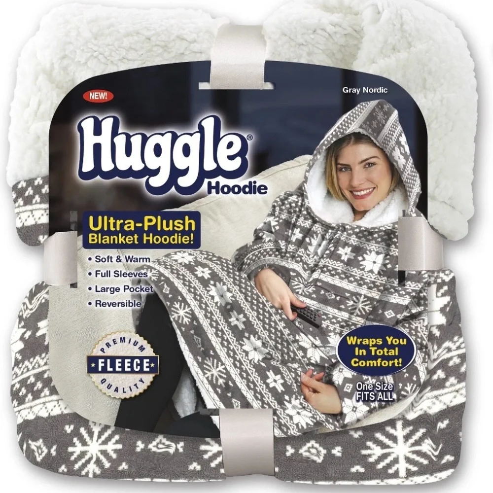 Fleece Blanket Hoodie - Gray Nordic Design